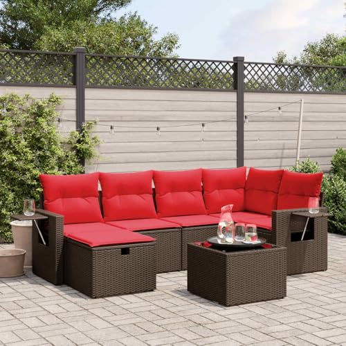 Qnhdfrt 7-TLG Gartensofa Set Polyrattan 62x62x69 cm mit Glas Tisch & Aufbewahrung Modernes Lounge Design für Balkon Terrasse und Garten Qnhdfrt 7-TLG Gartensofa Set Polyrattan 62x62x69 cm mit Glas Tisch & Aufbewahrung Modernes Lounge Design für Balkon Terrasse und Garten von Qnhdfrt