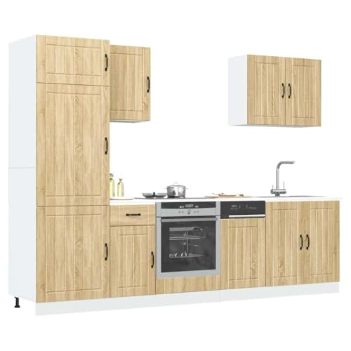 Qnhdfrt 7-TLG Küchenschrank-Set Lucca Sonoma-Eiche Holzwerkstoff Hängeschrank Unterschrank Hochschrank mit viel Stauraum für Kücheneinrichtung Qnhdfrt 7-TLG Küchenschrank-Set Lucca Sonoma-Eiche Holzwerkstoff Hängeschrank Unterschrank Hochschrank mit viel Stauraum für Kücheneinrichtung von Qnhdfrt