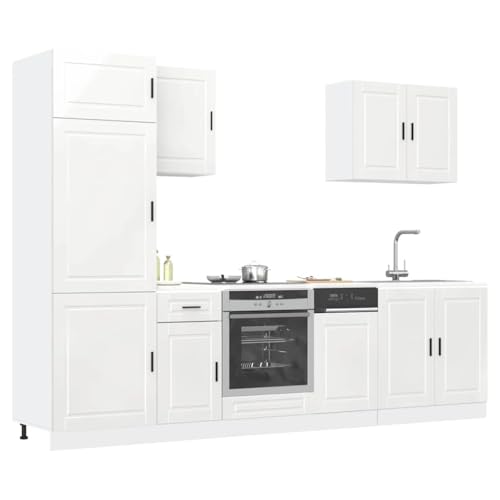 Qnhdfrt 7-TLG Küchenschrank-Set Porto Hochglanz Weiß Holzwerkstoff Küchenzeile Modernes Design Optimierter Stauraum Qnhdfrt 7-TLG Küchenschrank-Set Porto Hochglanz Weiß Holzwerkstoff Küchenzeile Modernes Design Optimierter Stauraum von Qnhdfrt