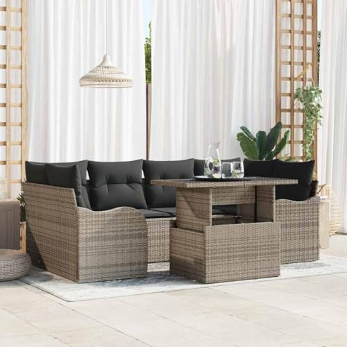Qnhdfrt 7-TLG. Garten-Sofa-Set aus Poly-Rattan Grau Modulares Ecksofa mit Kissen für Terrasse und Balkon Qnhdfrt 7-TLG. Garten-Sofa-Set aus Poly-Rattan Grau Modulares Ecksofa mit Kissen für Terrasse und Balkon von Qnhdfrt