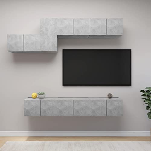 Qnhdfrt 7-TLG. Hängendes TV-Schrank-Set Betongrau aus Holzwerkstoff Modernes Design Großzügiger Stauraum für Wohnzimmer Qnhdfrt 7-TLG. Hängendes TV-Schrank-Set Betongrau aus Holzwerkstoff Modernes Design Großzügiger Stauraum für Wohnzimmer von Qnhdfrt