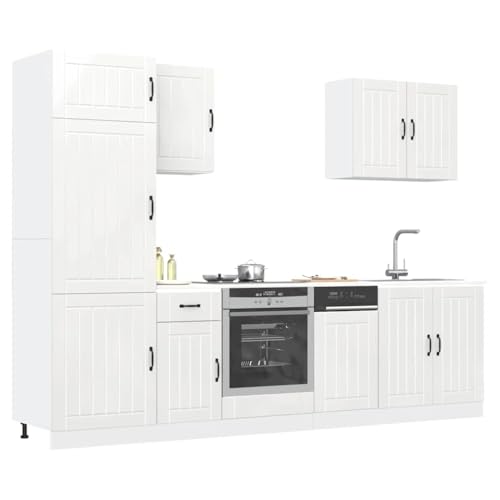 Qnhdfrt 7-TLG. Küchenschrank-Set Lucca in Hochglanz-Weiß aus Holzwerkstoff mit Elegantem Design und Verstellbaren Füßen für Optimierte Kücheneinrichtung und Viel Stauraum von Qnhdfrt