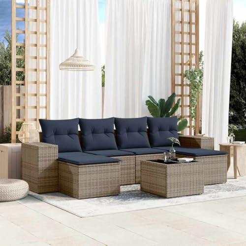 Qnhdfrt 7-Teiliges Balkonmöbel Set Polyrattan Lounge Gartenmöbel Set 55x55x69 cm mit Glastisch & Marineblauen Kissen Modernes Design für kleinen Balkon Terrasse Garten Qnhdfrt 7-Teiliges Balkonmöbel Set Polyrattan Lounge Gartenmöbel Set 55x55x69 cm mit Glastisch & Marineblauen Kissen Modernes Design für kleinen Balkon Terrasse Garten von Qnhdfrt