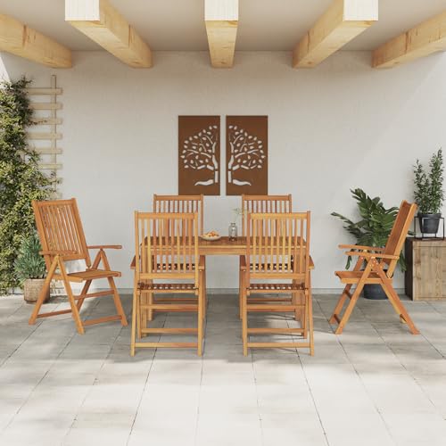 Qnhdfrt 7-teilige Garten Essgruppe aus massivem Akazienholz Rechteckig Tisch mit 6 faltbaren Stühlen Robust und Wetterfest für Balkon Terrasse Outdoor Möbel Set Braun Qnhdfrt 7-teilige Garten Essgruppe aus massivem Akazienholz Rechteckig Tisch mit 6 faltbaren Stühlen Robust und Wetterfest für Balkon Terrasse Outdoor Möbel Set Braun von Qnhdfrt