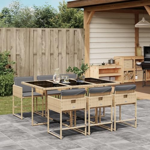 Qnhdfrt 7 teilige Garten Essgruppe mit Kissen PE Rattan Outdoor Möbel Set Klappbare Stühle und Tisch für Balkon Terrasse Garten Qnhdfrt 7 teilige Garten Essgruppe mit Kissen PE Rattan Outdoor Möbel Set Klappbare Stühle und Tisch für Balkon Terrasse Garten von Qnhdfrt