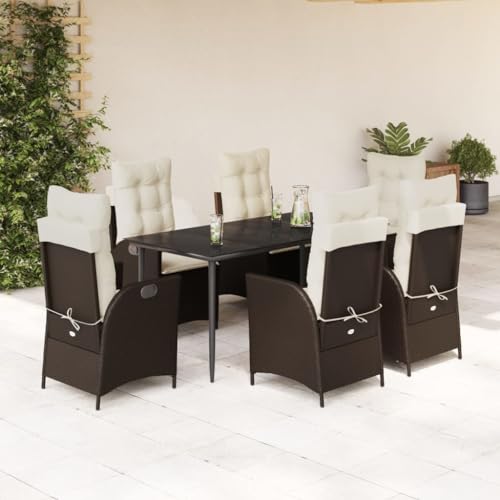 Qnhdfrt 7 teilige Garten Essgruppe mit Kissen aus PE Rattan und Glas Tisch Outdoor Sitzgruppe für Garten Balkon und Terrasse Qnhdfrt 7 teilige Garten Essgruppe mit Kissen aus PE Rattan und Glas Tisch Outdoor Sitzgruppe für Garten Balkon und Terrasse von Qnhdfrt