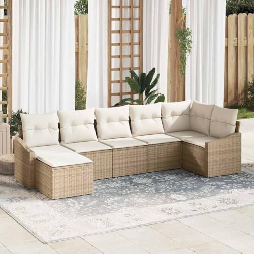 Qnhdfrt 7 teiliges Ecksofa Set Beige Poly Rattan Gartenmöbel mit Kissen Modernes Design für Terrasse Balkon und Garten Qnhdfrt 7 teiliges Ecksofa Set Beige Poly Rattan Gartenmöbel mit Kissen Modernes Design für Terrasse Balkon und Garten von Qnhdfrt