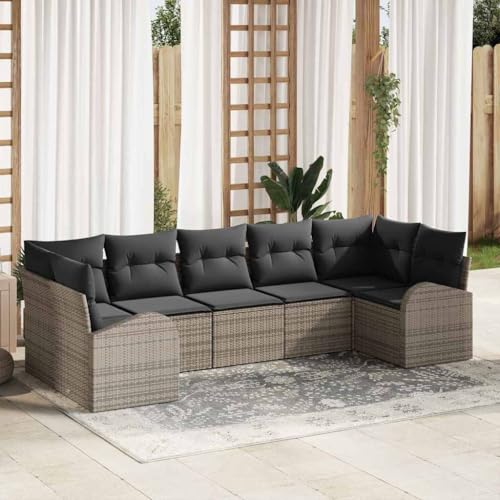 Qnhdfrt 7 teiliges Ecksofa Set Grau Outdoor Gartenmöbel aus Poly Rattan mit Kissen für Terrasse Balkon und Garten Qnhdfrt 7 teiliges Ecksofa Set Grau Outdoor Gartenmöbel aus Poly Rattan mit Kissen für Terrasse Balkon und Garten von Qnhdfrt