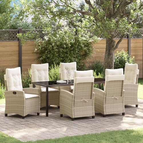 Qnhdfrt 7-teiliges Garten-ESS-Set mit verstellbaren Stühlen und Kissen in Beige - Modernes Poly-Rattan Design für Outdoor Entspannung auf Terrasse, Balkon oder im Garten Qnhdfrt 7-teiliges Garten-ESS-Set mit verstellbaren Stühlen und Kissen in Beige - Modernes Poly-Rattan Design für Outdoor Entspannung auf Terrasse, Balkon oder im Garten von Qnhdfrt