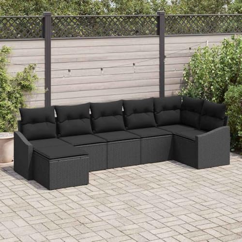 Qnhdfrt 7 teiliges Garten Ecksofa Set Schwarz aus Poly Rattan mit Kissen Modernes Design und flexibel für Terrasse Balkon und Garten Qnhdfrt 7 teiliges Garten Ecksofa Set Schwarz aus Poly Rattan mit Kissen Modernes Design und flexibel für Terrasse Balkon und Garten von Qnhdfrt