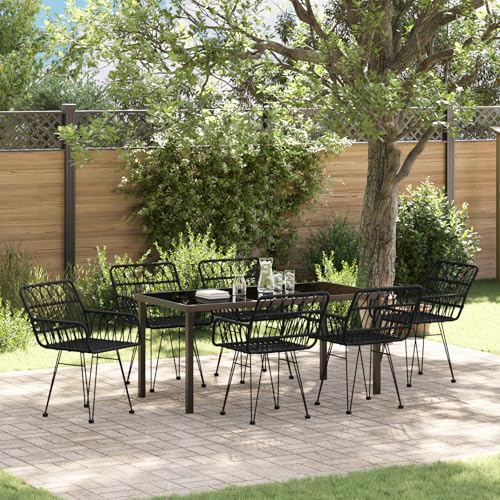Qnhdfrt 7-teiliges Garten-Essenset Schwarz Synthetisches Poly Rattan mit 6 Stühlen und Tisch Modernes Outdoor Design Robust Bequem für Garten Balkon Patio Qnhdfrt 7-teiliges Garten-Essenset Schwarz Synthetisches Poly Rattan mit 6 Stühlen und Tisch Modernes Outdoor Design Robust Bequem für Garten Balkon Patio von Qnhdfrt