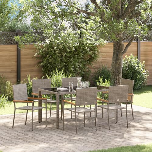 Qnhdfrt 7-teiliges Garten Esszimmer Set Grau Poly Rattan mit 6 Stühlen Rechteckig Modernes Design für Outdoor Nutzung Balkon Terrasse Qnhdfrt 7-teiliges Garten Esszimmer Set Grau Poly Rattan mit 6 Stühlen Rechteckig Modernes Design für Outdoor Nutzung Balkon Terrasse von Qnhdfrt