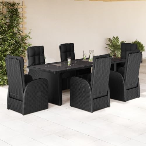 Qnhdfrt 7-teiliges Gartenmöbel Set Schwarz Poly Rattan 240x90cm mit verstellbarem Sessel und Glasplatte für Balkon Terrasse Gartenlounge Qnhdfrt 7-teiliges Gartenmöbel Set Schwarz Poly Rattan 240x90cm mit verstellbarem Sessel und Glasplatte für Balkon Terrasse Gartenlounge von Qnhdfrt