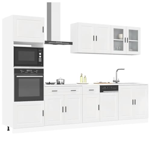 Qnhdfrt 7-teiliges Küchenschrank-Set Kalmar Hochglanz-Weiß aus Holzwerkstoff mit Glas für Küche Modernes Design Optimierter Stauraum Robust und Langlebig mit Verstellbaren Füßen von Qnhdfrt