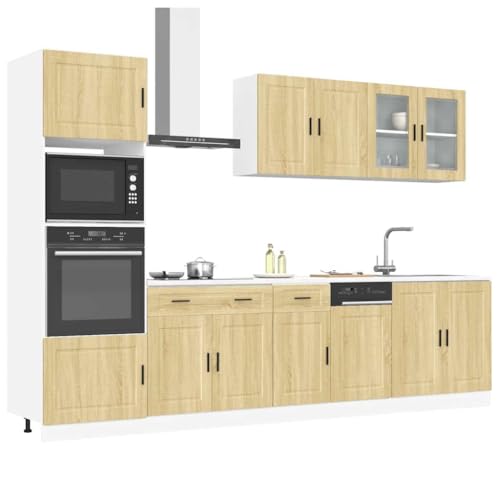 Qnhdfrt 7-teiliges Küchenschrank Set Porto in Sonoma-Eiche aus Holzwerkstoff mit Hängeschrank und Unterschrank für optimale Küchenorganisation viel Stauraum Elegantes Design robust von Qnhdfrt