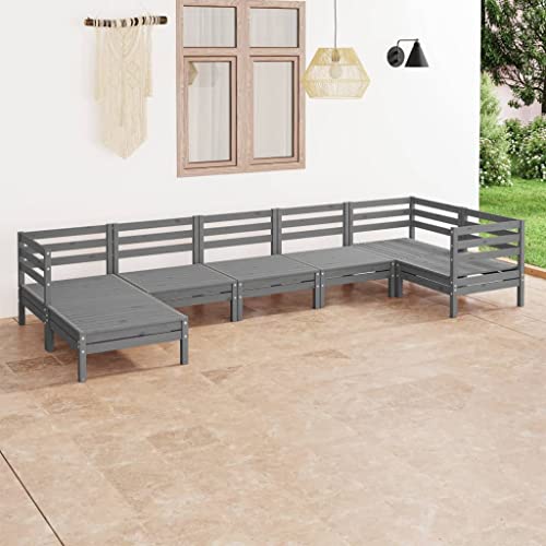 Qnhdfrt 7 teiliges Lounge Set Outdoor aus massivem Kiefernholz Grau Gartenmöbel Set mit Eck und Mittelsofa sowie Hocker Tisch für Terrasse Garten und Balkon Qnhdfrt 7 teiliges Lounge Set Outdoor aus massivem Kiefernholz Grau Gartenmöbel Set mit Eck und Mittelsofa sowie Hocker Tisch für Terrasse Garten und Balkon von Qnhdfrt