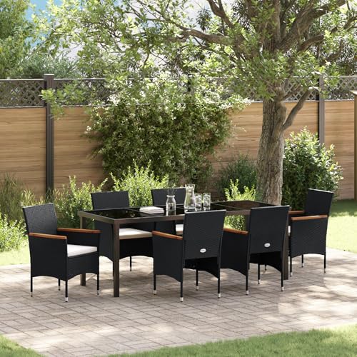 Qnhdfrt 7-teiliges Schwarz Poly Rattan Garten-Essset mit 6 Stühlen und Tisch für Balkon Garten Terrasse Outdoor Möbel Wetterfest Modernes Design Qnhdfrt 7-teiliges Schwarz Poly Rattan Garten-Essset mit 6 Stühlen und Tisch für Balkon Garten Terrasse Outdoor Möbel Wetterfest Modernes Design von Qnhdfrt