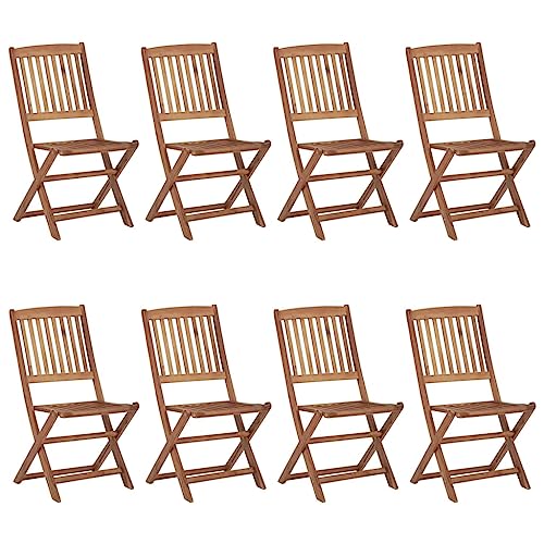 Qnhdfrt 8 Klappbare Gartenstühle aus Massivholz Akazie Faltbar für Outdoor Garten Terrasse Balkon Robust Langlebig Modern von Qnhdfrt