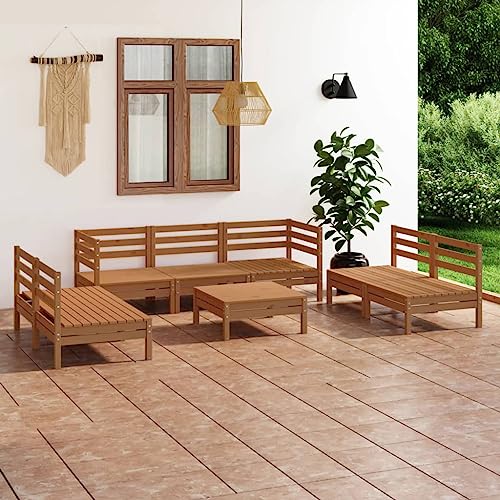 Qnhdfrt 8-TLG Gartenlounge Set Honigbraun Massivholz Kiefer 63,5 cm klappbar modular Balkonmöbel Outdoor für Garten Terrasse und kleine Balkone Qnhdfrt 8-TLG Gartenlounge Set Honigbraun Massivholz Kiefer 63,5 cm klappbar modular Balkonmöbel Outdoor für Garten Terrasse und kleine Balkone von Qnhdfrt