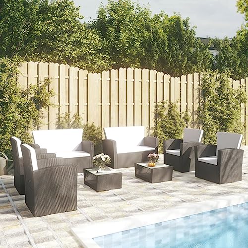 Qnhdfrt 8-TLG. Garten Lounge Set Schwarz Poly Rattan mit Kissen für Terrasse Balkon und Garten von Qnhdfrt