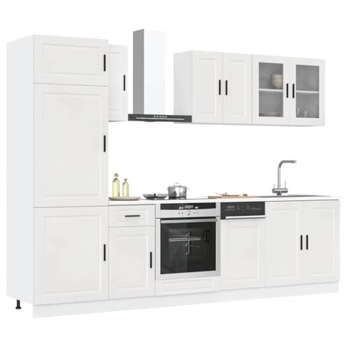 Qnhdfrt 8-TLG. Küchenschrank-Set Porto Hochglanz-Weiß Holzwerkstoff mit Glas Möbel Küchenzeile Qnhdfrt 8-TLG. Küchenschrank-Set Porto Hochglanz-Weiß Holzwerkstoff mit Glas Möbel Küchenzeile von Qnhdfrt