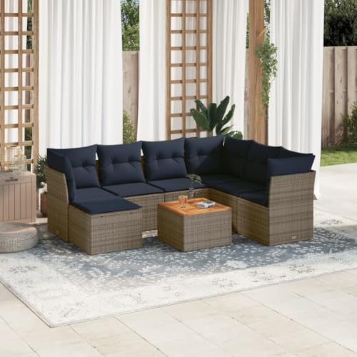 Qnhdfrt 8-Teiliges Gartensofa Set Polyrattan Modulares Balkonmöbel Set Grau mit Akazienholztisch Robust & Platzsparend für Terrasse Balkon Garten Qnhdfrt 8-Teiliges Gartensofa Set Polyrattan Modulares Balkonmöbel Set Grau mit Akazienholztisch Robust & Platzsparend für Terrasse Balkon Garten von Qnhdfrt