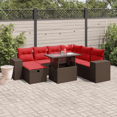 Qnhdfrt 8-Teiliges Gartensofa Set Polyrattan modular Ecksofa Mittelsofa Armsofa Hocker Gartentisch höhenverstellbar 100x55x44 73 cm für Garten Terrasse Balkon Qnhdfrt 8-Teiliges Gartensofa Set Polyrattan modular Ecksofa Mittelsofa Armsofa Hocker Gartentisch höhenverstellbar 100x55x44 73 cm für Garten Terrasse Balkon von Qnhdfrt