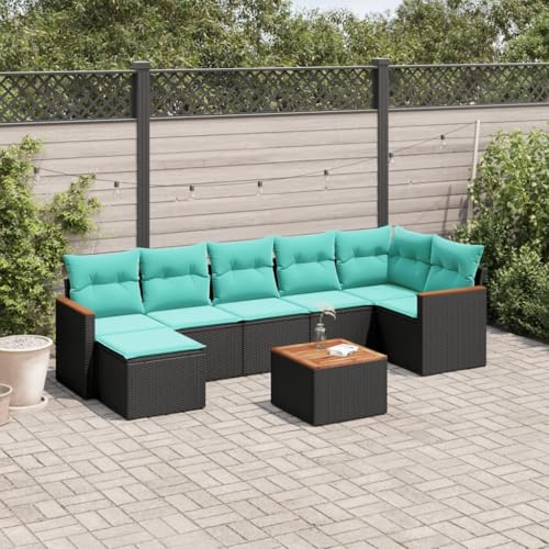 Qnhdfrt 8-Teiliges Gartensofa Set Schwarz Polyrattan Gartenmöbel Balkonlounge mit Akazienholztisch 62 cm Modernes Design für Garten Terrasse und Balkon Qnhdfrt 8-Teiliges Gartensofa Set Schwarz Polyrattan Gartenmöbel Balkonlounge mit Akazienholztisch 62 cm Modernes Design für Garten Terrasse und Balkon von Qnhdfrt
