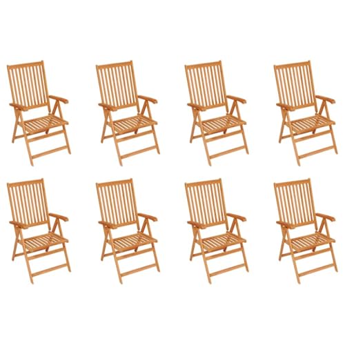 Qnhdfrt 8-er Set Klappbare Teak Gartenstühle 57x71,5x100 cm Massivholz 7-Fach verstellbare Rückenlehne Leicht & Langlebig für Garten Balkon Camping von Qnhdfrt