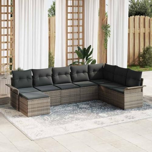 Qnhdfrt 8 teiles Outdoor Ecksofa Set Grau Poly Rattan Gartenmöbel mit Kissen für Terrasse Balkon und Garten Modernes Design Langlebig und Wetterfest Qnhdfrt 8 teiles Outdoor Ecksofa Set Grau Poly Rattan Gartenmöbel mit Kissen für Terrasse Balkon und Garten Modernes Design Langlebig und Wetterfest von Qnhdfrt