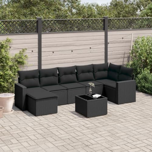 Qnhdfrt 8 teilige Garten Sofagarnitur Schwarz PE Rattan Lounge Set mit Glas Tisch und Kissen für Terrasse Balkon Garten Qnhdfrt 8 teilige Garten Sofagarnitur Schwarz PE Rattan Lounge Set mit Glas Tisch und Kissen für Terrasse Balkon Garten von Qnhdfrt