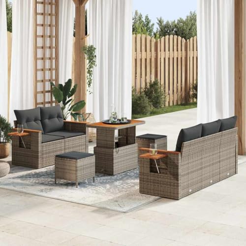 Qnhdfrt 8-teiliges Garten Sofa Set Grau Modulares Outdoor Möbel aus Poly-Rattan mit Wetterfesten Kissen Flexible Sitzgruppe für Balkon Terrasse und Garten Qnhdfrt 8-teiliges Garten Sofa Set Grau Modulares Outdoor Möbel aus Poly-Rattan mit Wetterfesten Kissen Flexible Sitzgruppe für Balkon Terrasse und Garten von Qnhdfrt