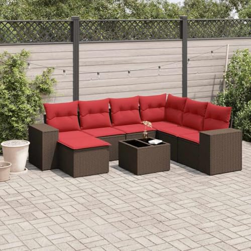 Qnhdfrt 8-teiliges Gartensofa Set Braun Polyrattan Eckbank Sitzgruppe mit Glastisch Abnehmbare Kissen Modular für Garten Terrasse Balkon und Innenhof Qnhdfrt 8-teiliges Gartensofa Set Braun Polyrattan Eckbank Sitzgruppe mit Glastisch Abnehmbare Kissen Modular für Garten Terrasse Balkon und Innenhof von Qnhdfrt