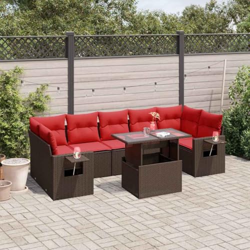 Qnhdfrt 8-teiliges Polyrattan Gartensofa Set mit höhenverstellbarem Tisch braun 100x55 cm dick gepolsterte Kissen modular klappbare Beistelltische UV-beständig für Garten Balkon Terrasse Qnhdfrt 8-teiliges Polyrattan Gartensofa Set mit höhenverstellbarem Tisch braun 100x55 cm dick gepolsterte Kissen modular klappbare Beistelltische UV-beständig für Garten Balkon Terrasse von Qnhdfrt