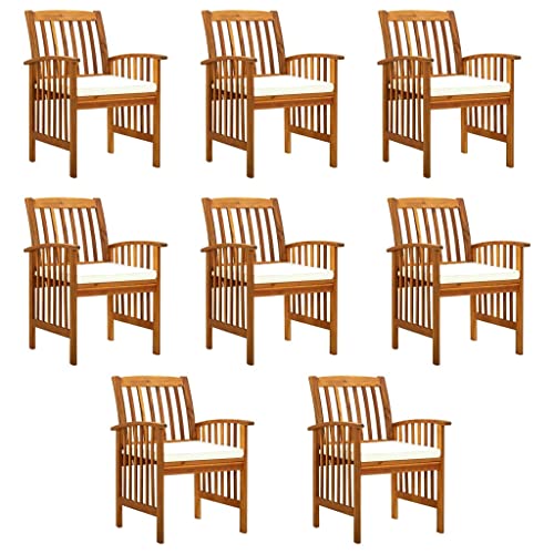 Qnhdfrt 8er Set Garten-Esszimmerstühle Akazienholz mit cremeweißen Kissen 61 x 64 x 90 cm Massivholz Outdoor-Stuhl Robust & Bequem für Terrasse Balkon Camping Qnhdfrt 8er Set Garten-Esszimmerstühle Akazienholz mit cremeweißen Kissen 61 x 64 x 90 cm Massivholz Outdoor-Stuhl Robust & Bequem für Terrasse Balkon Camping von Qnhdfrt