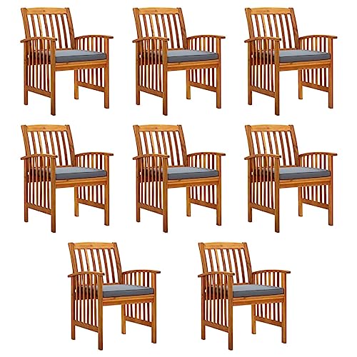 Qnhdfrt 8er Set Gartenstühle Akazie Massivholz 61x64x90 cm mit abnehmbarem Dunkelgrau-Kissen, Öl-Finish, Bequemes Lounge Design, Robust & Langlebig für Garten Terrasse Balkon Camping Qnhdfrt 8er Set Gartenstühle Akazie Massivholz 61x64x90 cm mit abnehmbarem Dunkelgrau-Kissen, Öl-Finish, Bequemes Lounge Design, Robust & Langlebig für Garten Terrasse Balkon Camping von Qnhdfrt