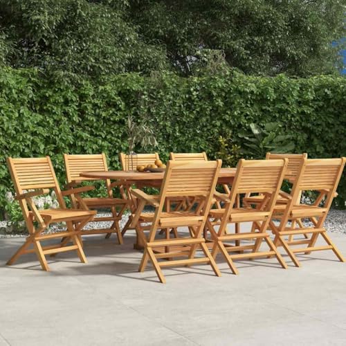Qnhdfrt 8er Set Klappbare Gartenstühle aus Massivholz Teak Faltbar mit Rückenlehne und Armlehnen für Garten Balkon Camping Outdoor 55x62x90 cm Robust und Komfortabel von Qnhdfrt