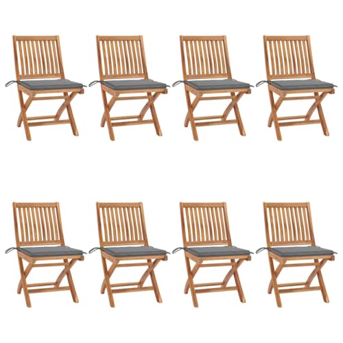 Qnhdfrt 8er Set Klappbare Gartenstühle aus Teakholz mit grauen Kissen 46,5 x 58 x 88 cm faltbar & witterungsbeständig für Balkon Terrasse Camping und Garten Qnhdfrt 8er Set Klappbare Gartenstühle aus Teakholz mit grauen Kissen 46,5 x 58 x 88 cm faltbar & witterungsbeständig für Balkon Terrasse Camping und Garten von Qnhdfrt