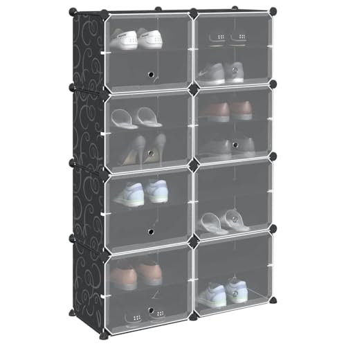 Qnhdfrt 8er Würfelregal mit Türen - Schuhschrank Organizer schmal platzsparend für Flur Camping - Schwarz PP 84x31.5x123.5 cm mit Trennplatten Qnhdfrt 8er Würfelregal mit Türen - Schuhschrank Organizer schmal platzsparend für Flur Camping - Schwarz PP 84x31.5x123.5 cm mit Trennplatten von Qnhdfrt