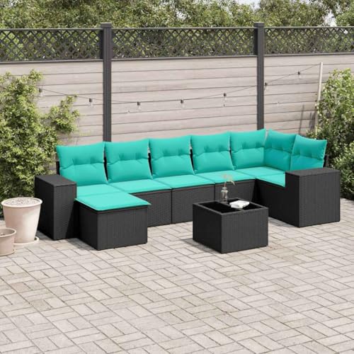Qnhdfrt 8teiliges Gartensofa Set Schwarz 62x62x69 cm mit 7 Sitzen Glastisch Kunststofffüße Sitzgruppe Outdoor Balkonmöbel platzsparend für kleine Balkone Terrassen und Camping Qnhdfrt 8teiliges Gartensofa Set Schwarz 62x62x69 cm mit 7 Sitzen Glastisch Kunststofffüße Sitzgruppe Outdoor Balkonmöbel platzsparend für kleine Balkone Terrassen und Camping von Qnhdfrt