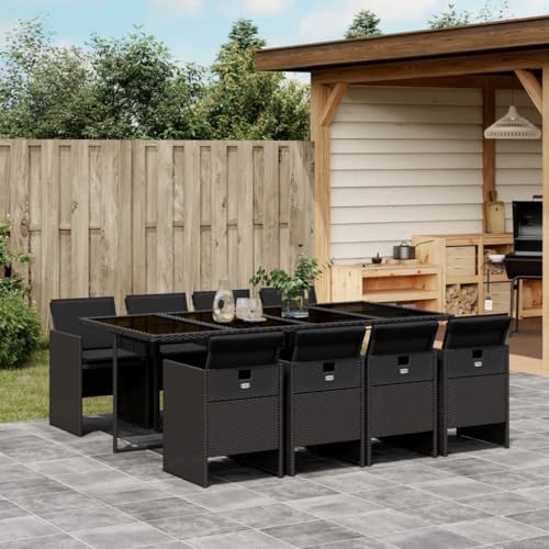 Qnhdfrt 9 Teilige Garten Essgruppe Schwarz Klappbare Stühle PE Rattan mit Kissen Outdoor Esstisch Set für Terrasse Balkon und Garten Qnhdfrt 9 Teilige Garten Essgruppe Schwarz Klappbare Stühle PE Rattan mit Kissen Outdoor Esstisch Set für Terrasse Balkon und Garten von Qnhdfrt