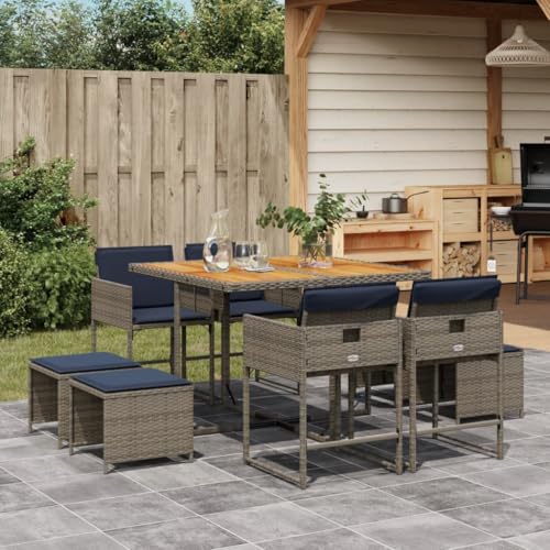 Qnhdfrt 9-Teiliges Gartenmöbel Set aus Polyrattan mit klappbaren Stühlen & Akazienholztisch 110x106 cm, UV-beständig, platzsparend für Balkon, Terrasse und Camping Qnhdfrt 9-Teiliges Gartenmöbel Set aus Polyrattan mit klappbaren Stühlen & Akazienholztisch 110x106 cm, UV-beständig, platzsparend für Balkon, Terrasse und Camping von Qnhdfrt
