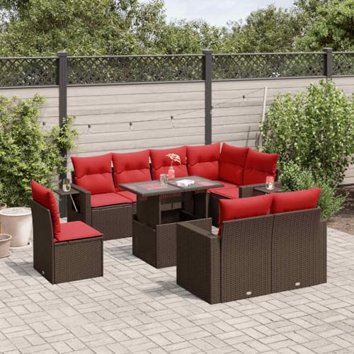 Qnhdfrt 9-Teiliges Gartensofa-Set Polyrattan Braun mit verstellbarem Esstisch & Klapp-Beistelltischen 100x55 cm Sitzgruppe für Balkon Terrasse Garten Lounge Outdoor Möbel für kleine Balkone Qnhdfrt 9-Teiliges Gartensofa-Set Polyrattan Braun mit verstellbarem Esstisch & Klapp-Beistelltischen 100x55 cm Sitzgruppe für Balkon Terrasse Garten Lounge Outdoor Möbel für kleine Balkone von Qnhdfrt