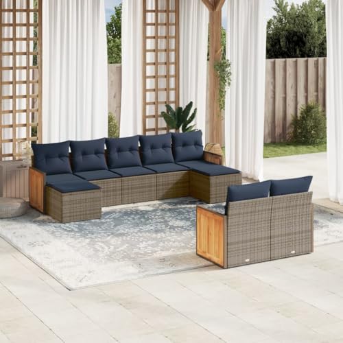 Qnhdfrt 9-teilig Balkonmöbel Set Gartensofa Polyrattan Grau Marineblau 55x62x69 cm UV-beständig modular für kleine Balkone Terrasse Qnhdfrt 9-teilig Balkonmöbel Set Gartensofa Polyrattan Grau Marineblau 55x62x69 cm UV-beständig modular für kleine Balkone Terrasse von Qnhdfrt