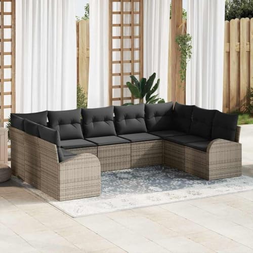 Qnhdfrt 9 teiliges Ecksofa Set Grau Outdoor Gartenmöbel aus Poly Rattan mit Kissen Modernes Design für Terrasse Balkon und Garten Qnhdfrt 9 teiliges Ecksofa Set Grau Outdoor Gartenmöbel aus Poly Rattan mit Kissen Modernes Design für Terrasse Balkon und Garten von Qnhdfrt