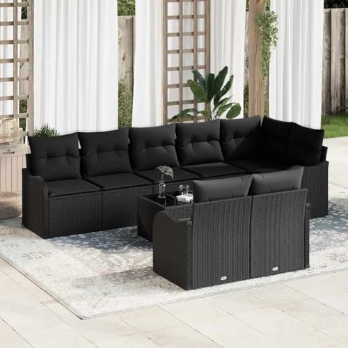 Qnhdfrt 9 teiliges Ecksofa Set Schwarz Modernes Poly Rattan Gartenmöbel Lounge Set mit Kissen für Outdoor Terrasse Balkon Qnhdfrt 9 teiliges Ecksofa Set Schwarz Modernes Poly Rattan Gartenmöbel Lounge Set mit Kissen für Outdoor Terrasse Balkon von Qnhdfrt