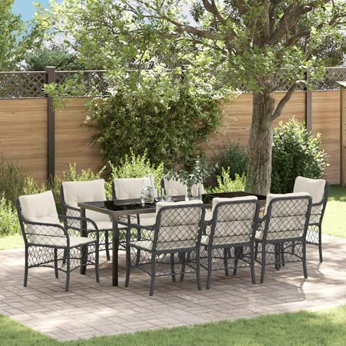 Qnhdfrt 9-teiliges Garten ESS-Set Schwarz Poly-Rattan mit Kissen Rechteckig Robust für Garten Balkon Terrasse Outdoor Möbel Qnhdfrt 9-teiliges Garten ESS-Set Schwarz Poly-Rattan mit Kissen Rechteckig Robust für Garten Balkon Terrasse Outdoor Möbel von Qnhdfrt