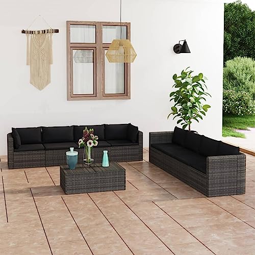 Qnhdfrt 9-teiliges Garten-Lounge-Set Polyrattan Grau Ecksofa 72x72 cm mit Dicke Polster Couchtisch 62x62 cm Robustes Outdoor-Möbelset Modernes Design für Garten Balkon Terrasse Qnhdfrt 9-teiliges Garten-Lounge-Set Polyrattan Grau Ecksofa 72x72 cm mit Dicke Polster Couchtisch 62x62 cm Robustes Outdoor-Möbelset Modernes Design für Garten Balkon Terrasse von Qnhdfrt