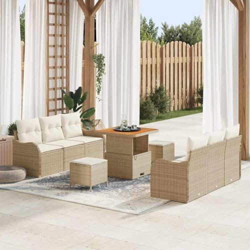 Qnhdfrt 9 teiliges Garten Sofa Set Beige aus Poly Rattan und Akazienholz Modulares Design mit Couchtisch für Terrasse Balkon und Garten Qnhdfrt 9 teiliges Garten Sofa Set Beige aus Poly Rattan und Akazienholz Modulares Design mit Couchtisch für Terrasse Balkon und Garten von Qnhdfrt