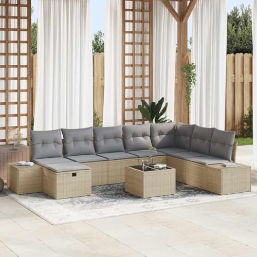 Qnhdfrt 9-teiliges Garten Sofa Set aus Poly Rattan mit grauen Kissen und Gartentisch, Modulares Design für Garten, Terrasse und Balkon Qnhdfrt 9-teiliges Garten Sofa Set aus Poly Rattan mit grauen Kissen und Gartentisch, Modulares Design für Garten, Terrasse und Balkon von Qnhdfrt